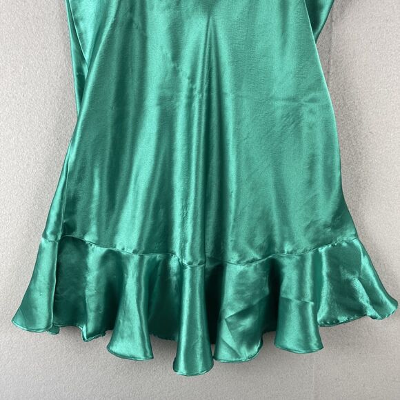 Vintage Victorias Secret Nightie Womens Large Green Satin Lace Gold Label Fairy - Picture 9 of 13